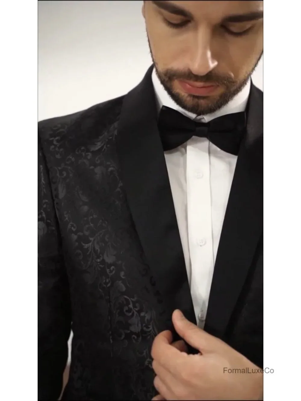 Men's Floral Tuxedo Jacket Slim Fit Prom Wedding Party 1 Button Shawl Lapel